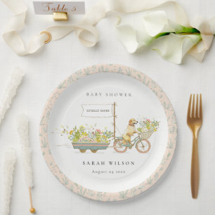 Assiettes En Carton Baby shower Floral Golden Retriever cultivé locale