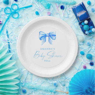 Assiettes En Carton Baby shower Garçon à arc bleu