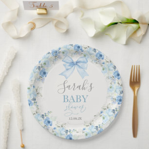 Assiettes En Carton Baby shower Garçon avec arc