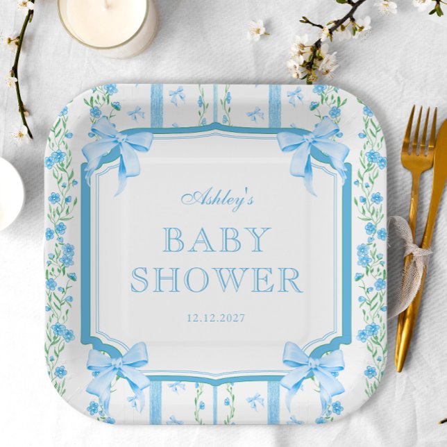 Assiettes En Carton Baby shower Garçon bleu (Créateur téléchargé)