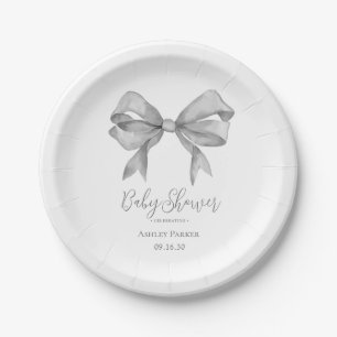 Assiettes En Carton Baby shower Garçon de Grey Bow