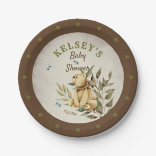 Assiettes En Carton Baby shower garçon mignon de l'ours en bois