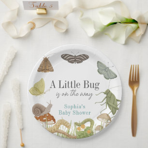 Assiettes En Carton Baby Shower Garçon Petits Insectes Champignon