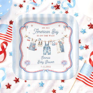 Assiettes En Carton Baby Shower Garçon Tout Américain