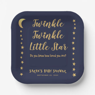 Assiettes En Carton Baby shower garçon Twinkle Little Star Marine Blue
