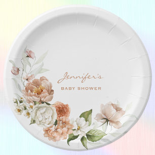 Assiettes En Carton Baby shower Garden 7 po Flore rose pâle