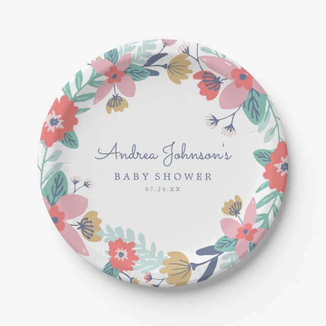 Assiettes En Carton Baby shower Garden Wreath (Devant)