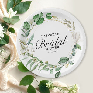 Assiettes En Carton Baby Shower Géométrique au Eucalyptus