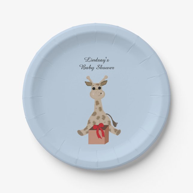 Assiettes En Carton Baby shower Giraffe assis (Devant)