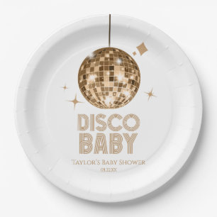 Assiettes En Carton Baby shower Gold Disco Ball "Disco Baby"
