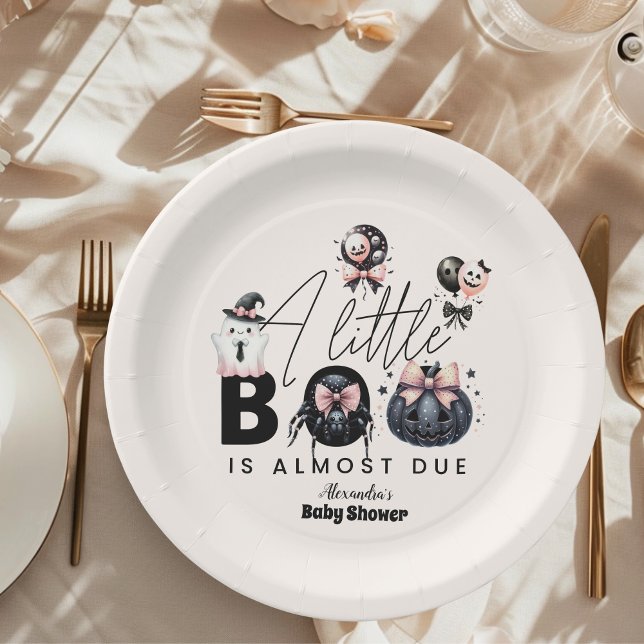 Assiettes En Carton Baby shower gothique d'Halloween rose (Créateur téléchargé)
