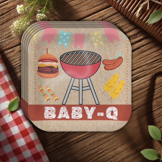 Assiettes En Carton Baby shower Grill pour bébé (Créateur téléchargé)