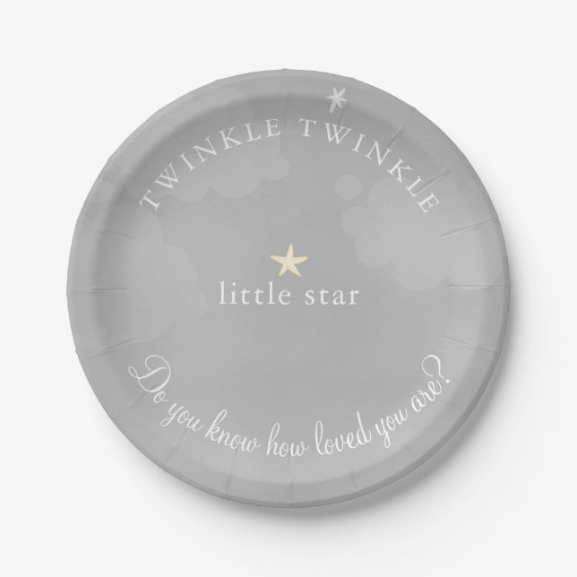 Assiettes En Carton Baby shower gris de Twinkle Little Star (Devant)