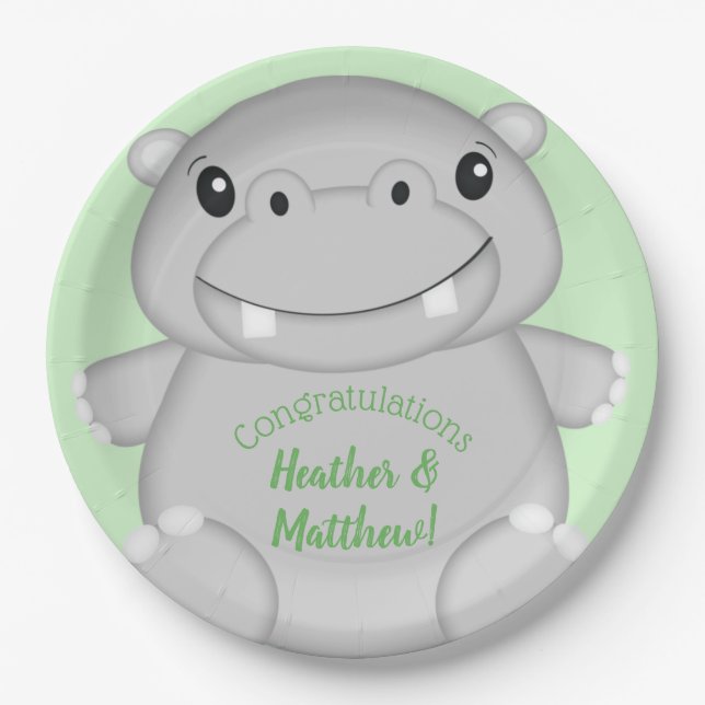 Assiettes En Carton Baby shower Hippo (Devant)