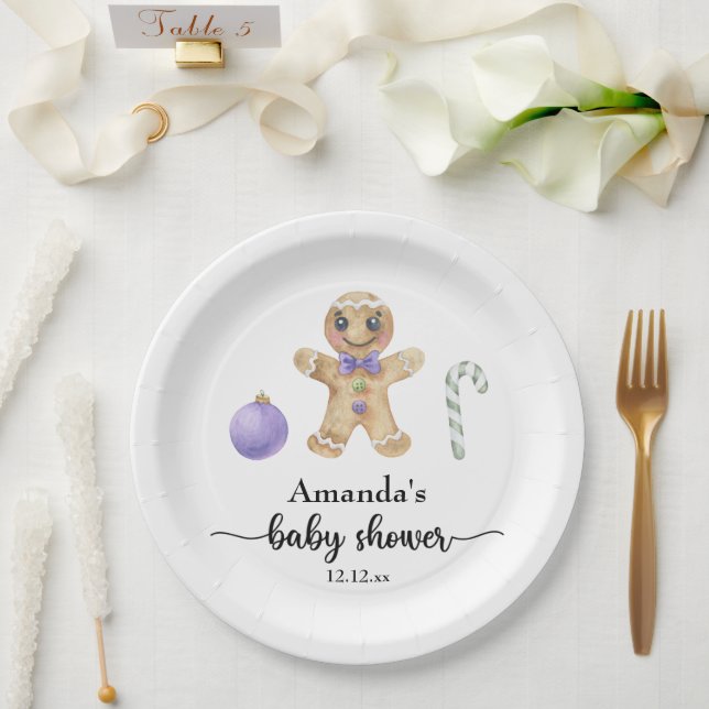 Assiettes En Carton Baby shower homme en pain d'épices (Mariage)