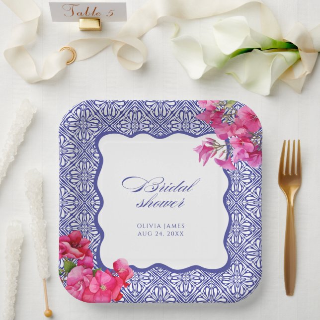 Assiettes En Carton Baby shower italien au bougainvillier (Mariage)