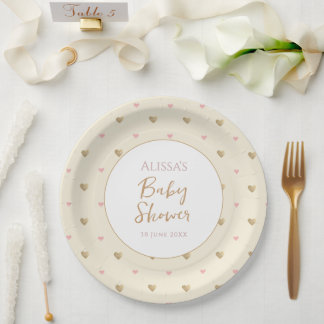 Assiettes En Carton Baby shower jaune chic