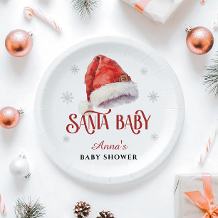 Assiettes En Carton Baby shower Jolly Santa Hat