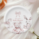 Assiettes En Carton Baby shower Jouets Toile Rose De Jouy<br><div class="desc">Ajoutez une touche d'élégance à votre baby shower avec nos Plaques de Baby shower Toile De Jouy Bow. Conçues avec le motif classique et complexe Toile De Jouy, ces assiettes présentent de charmantes scènes pastorales qui incarnent le raffinement et le charme intemporels. Le délicat accent arc améliore le design, faisant...</div>