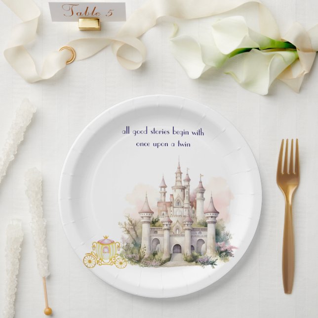 Assiettes En Carton Baby shower jumeau Castle et Carriage (Mariage)