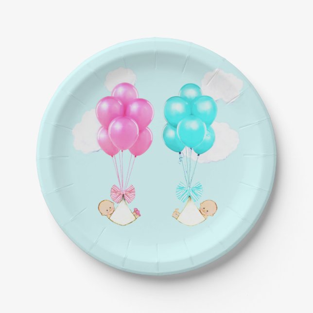 Assiettes En Carton Baby shower jumeaux (Devant)