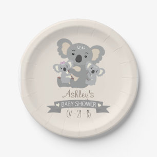 Assiettes En Carton Baby shower jumeaux Cute Koala