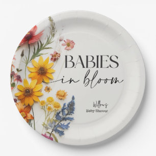 Assiettes En Carton Baby shower Jumeaux Fleur sauvage à fleurs en Pres
