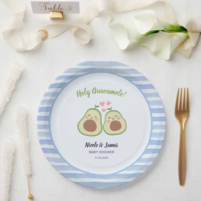 Assiettes En Carton Baby shower jumeaux neutre genre de l'Avocado (Mariage)