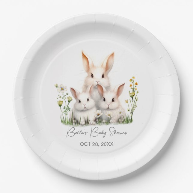 Assiettes En Carton Baby shower lapin neutre pour les femmes (Devant)