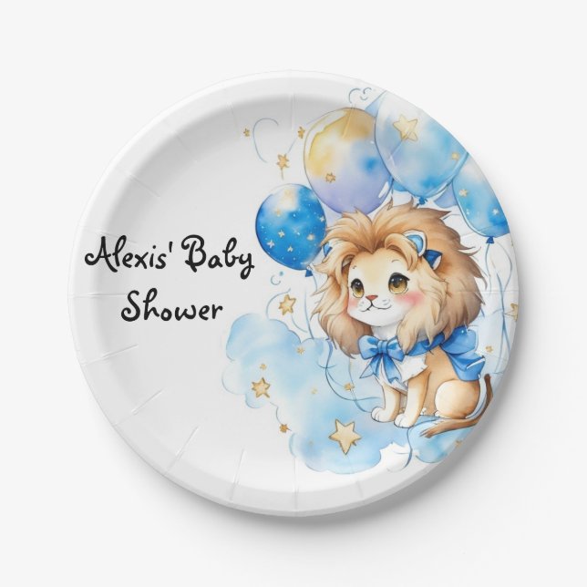 Assiettes En Carton Baby shower Lion mignon (Devant)