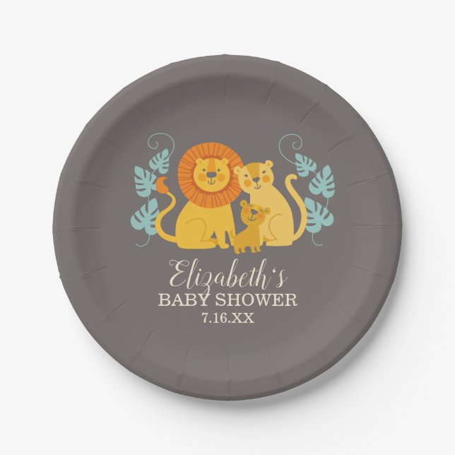 Assiettes En Carton Baby shower Lion Safari Jungle (Devant)