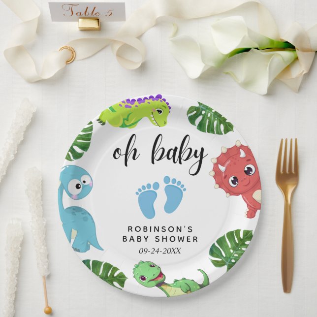Assiettes En Carton Baby shower Little Dino (Mariage)