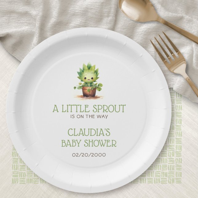 Assiettes En Carton Baby shower Little Sprout (Créateur téléchargé)