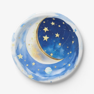 Assiettes En Carton Baby shower Magique Starry Night Boy