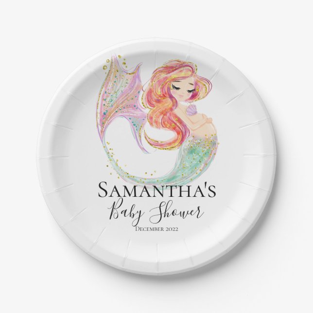 ASSIETTES EN CARTON BABY SHOWER MERMAID CULE (Devant)