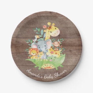 Assiettes En Carton Baby shower mignon 7" de jungle de safari plat