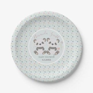 Assiettes En Carton Baby shower mignon de jumeaux d'ours panda