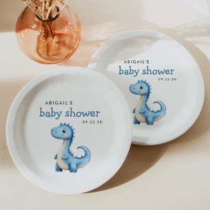 Assiettes En Carton Baby Shower Mignon Dinosaure Bleu