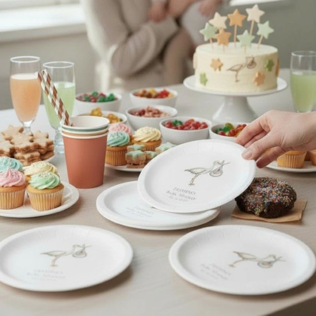 Assiettes En Carton baby shower minimal moderne (Créateur téléchargé)