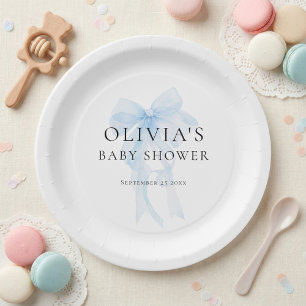 Assiettes En Carton Baby Shower Minimaliste Arc-en-Ciel Bleu Clair