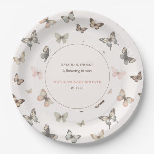 Assiettes En Carton Baby-shower minimaliste chic papillon aquarelle