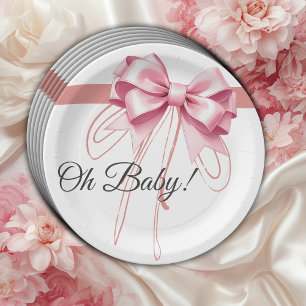Assiettes En Carton Baby shower minimaliste de cabot rose