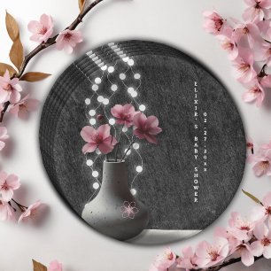 Assiettes En Carton Baby shower minimaliste de fleurs de cerisier