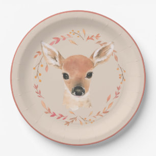 Assiettes En Carton Baby shower minimaliste des animaux forestiers