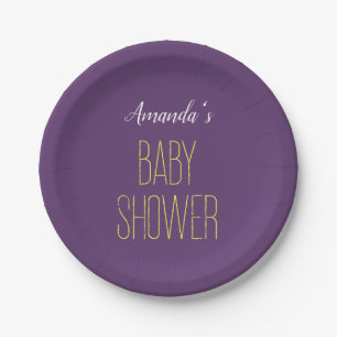 Assiettes En Carton Baby shower minimaliste moderne jaune Indigo clair
