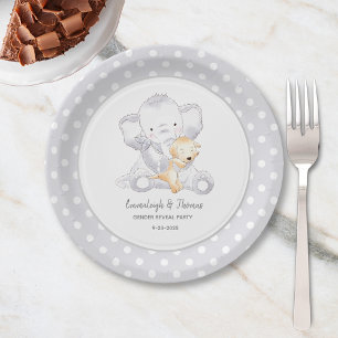 Assiettes En Carton Baby shower moderne bébé éléphant