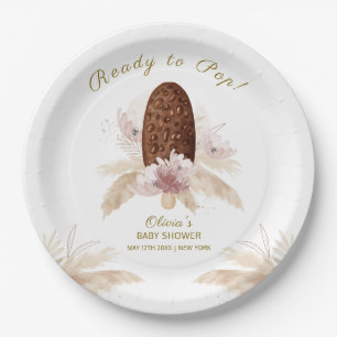 Assiettes En Carton Baby shower moderne Boho Floral Glace Crème Popcic
