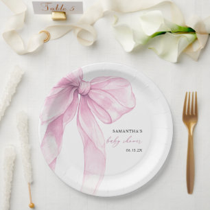 Assiettes En Carton Baby shower moderne de la boue rose
