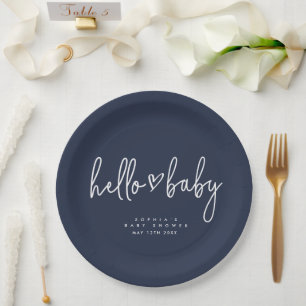Assiettes En Carton Baby shower moderne de saumoneaux bleu marine