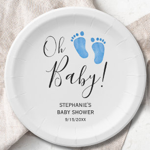 Assiettes En Carton Baby shower moderne Oh Baby Boy